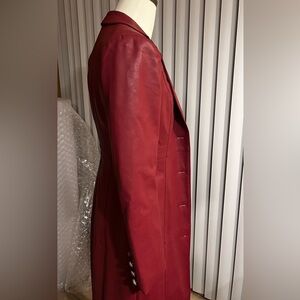 Nasty Gal Red Trench Faux Leather Coat
